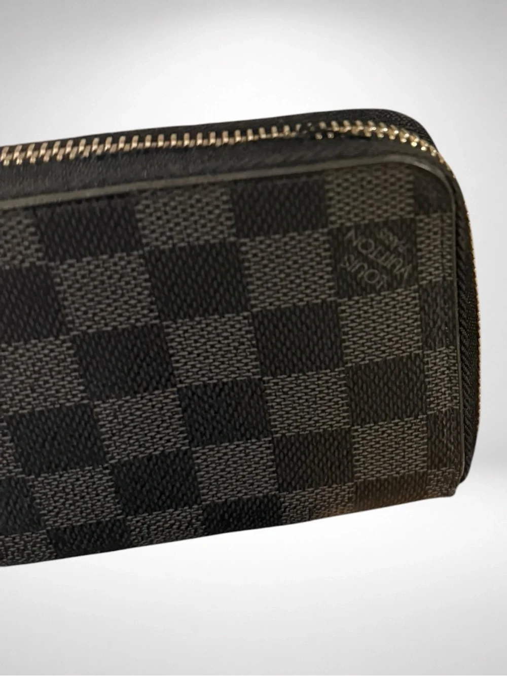 Louis Vuitton Damier Graphite Zip Around Long Wallet Black Gray Made in Spain